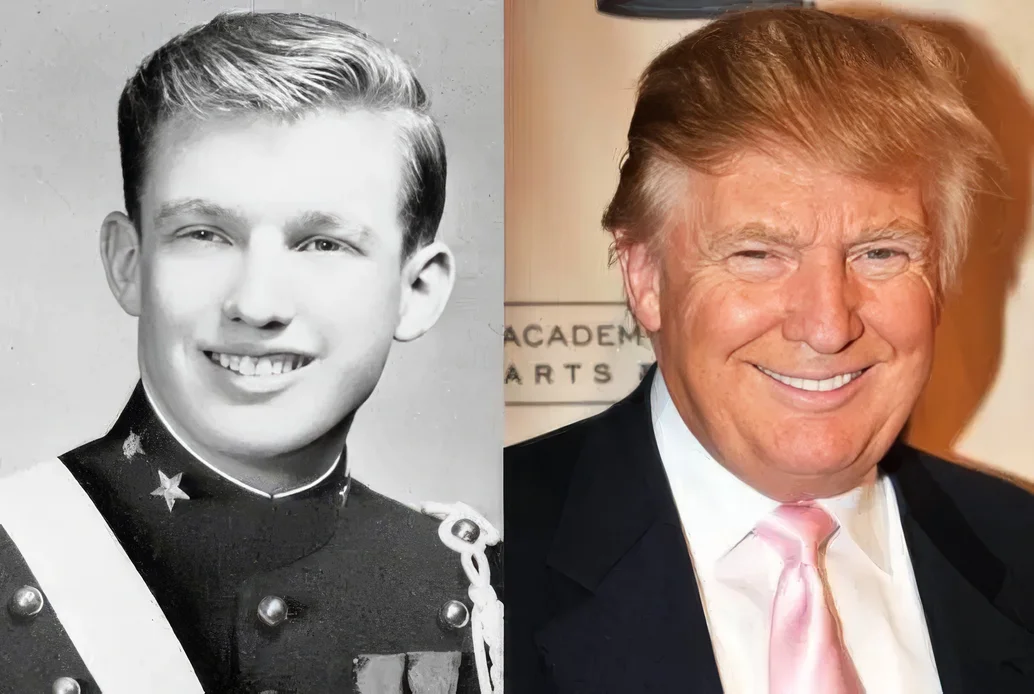 Дональд Трамп у молодості та сьогодні